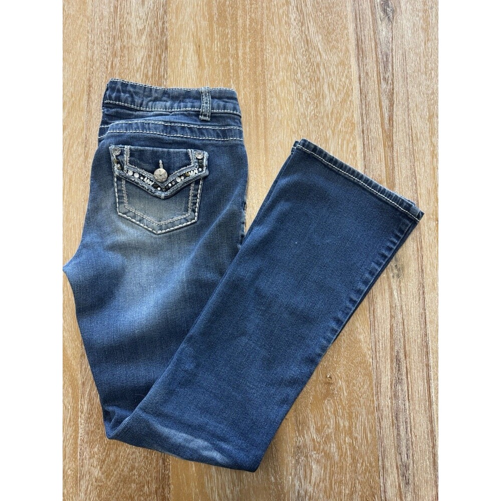 Vanilla Star Flap Pocket Bootcut Jeans Size 11 Women's 8/10 Distressed V20259